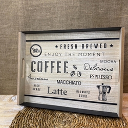 Bandeja madera con lateral de metal negro - Imagen 1