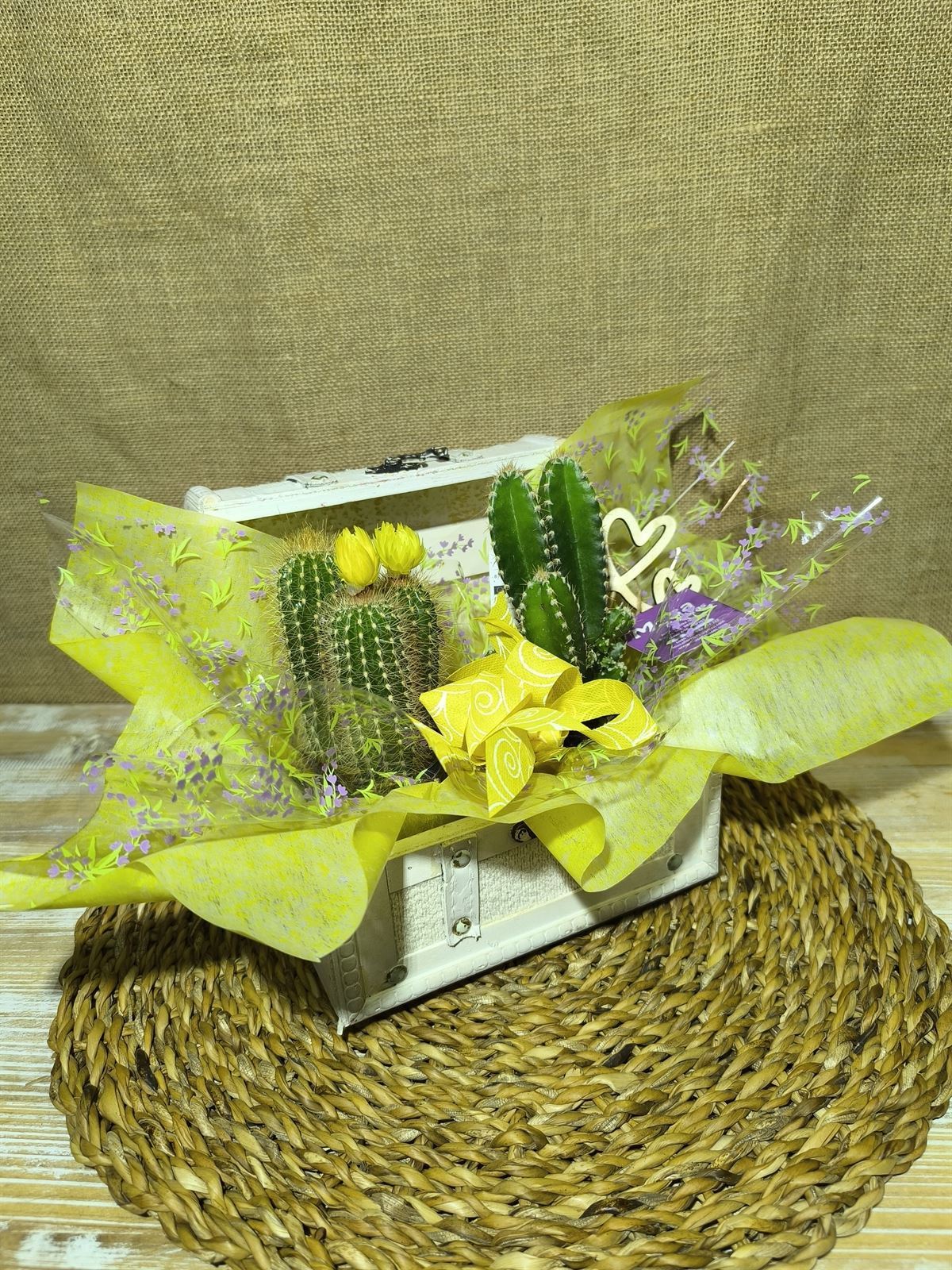 Baúl blanco con cactus - Imagen 3