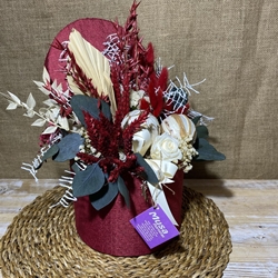 Caja forrada roja con flores beis - Imagen 1