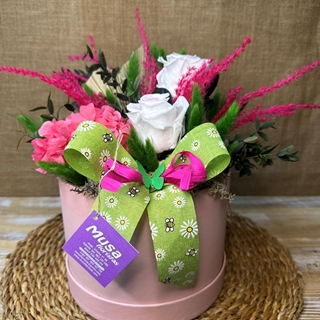 Caja rosa con 2 rosas bicolor - Imagen 1