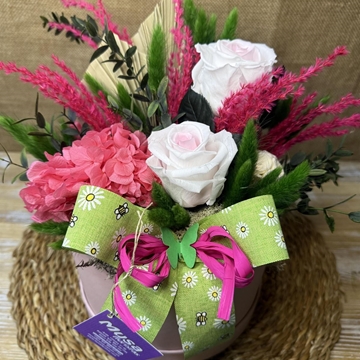 Caja rosa con 2 rosas bicolor - Imagen 2