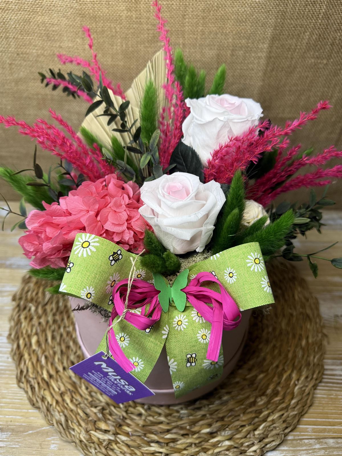 Caja rosa con 2 rosas bicolor - Imagen 2