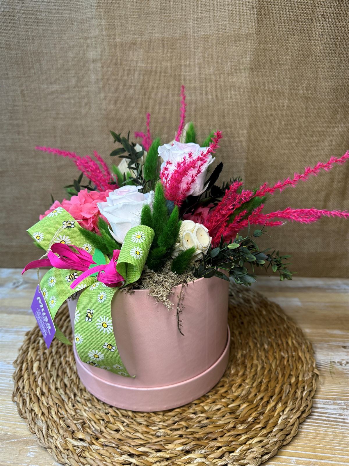 Caja rosa con 2 rosas bicolor - Imagen 3