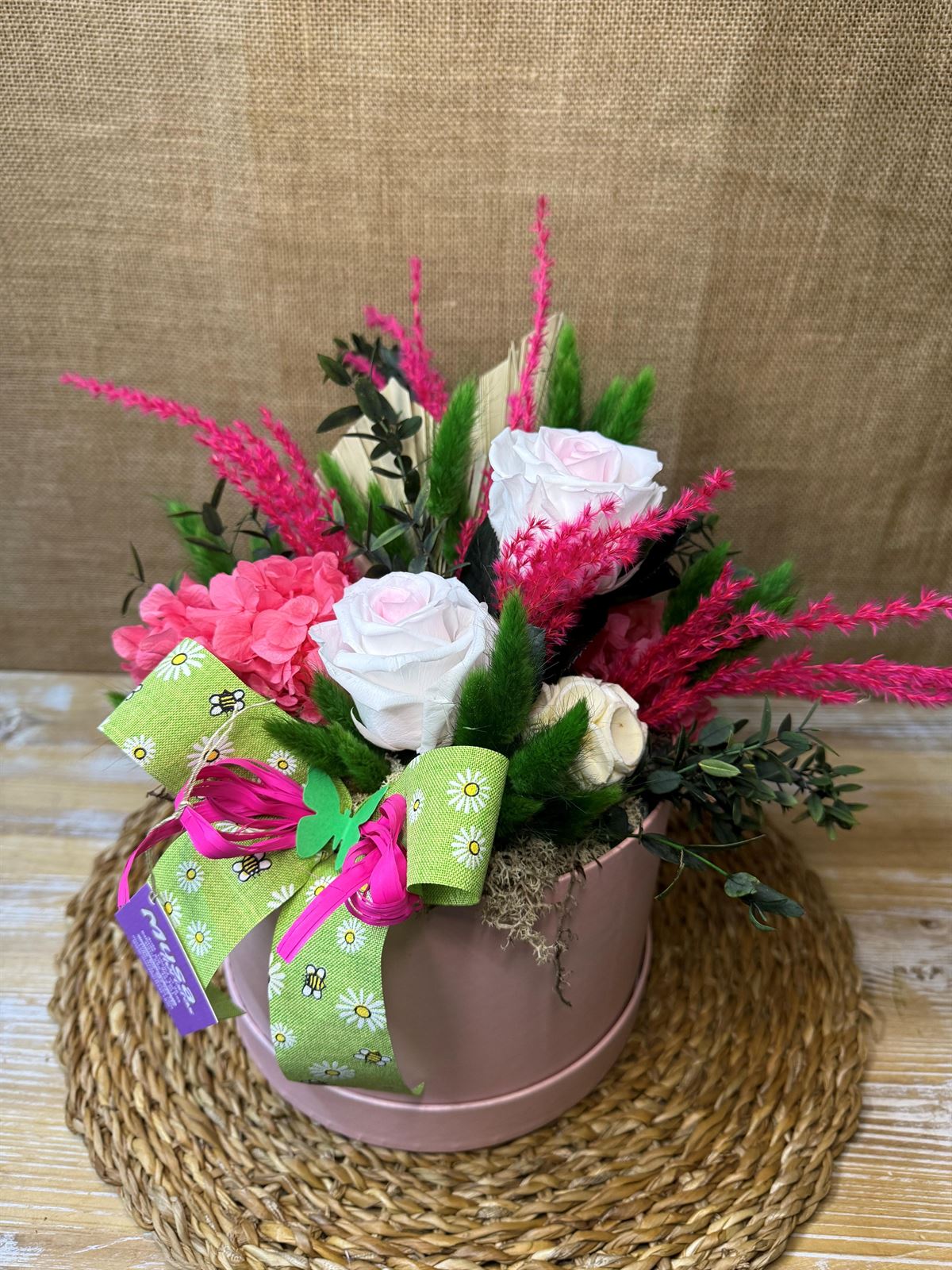 Caja rosa con 2 rosas bicolor - Imagen 4