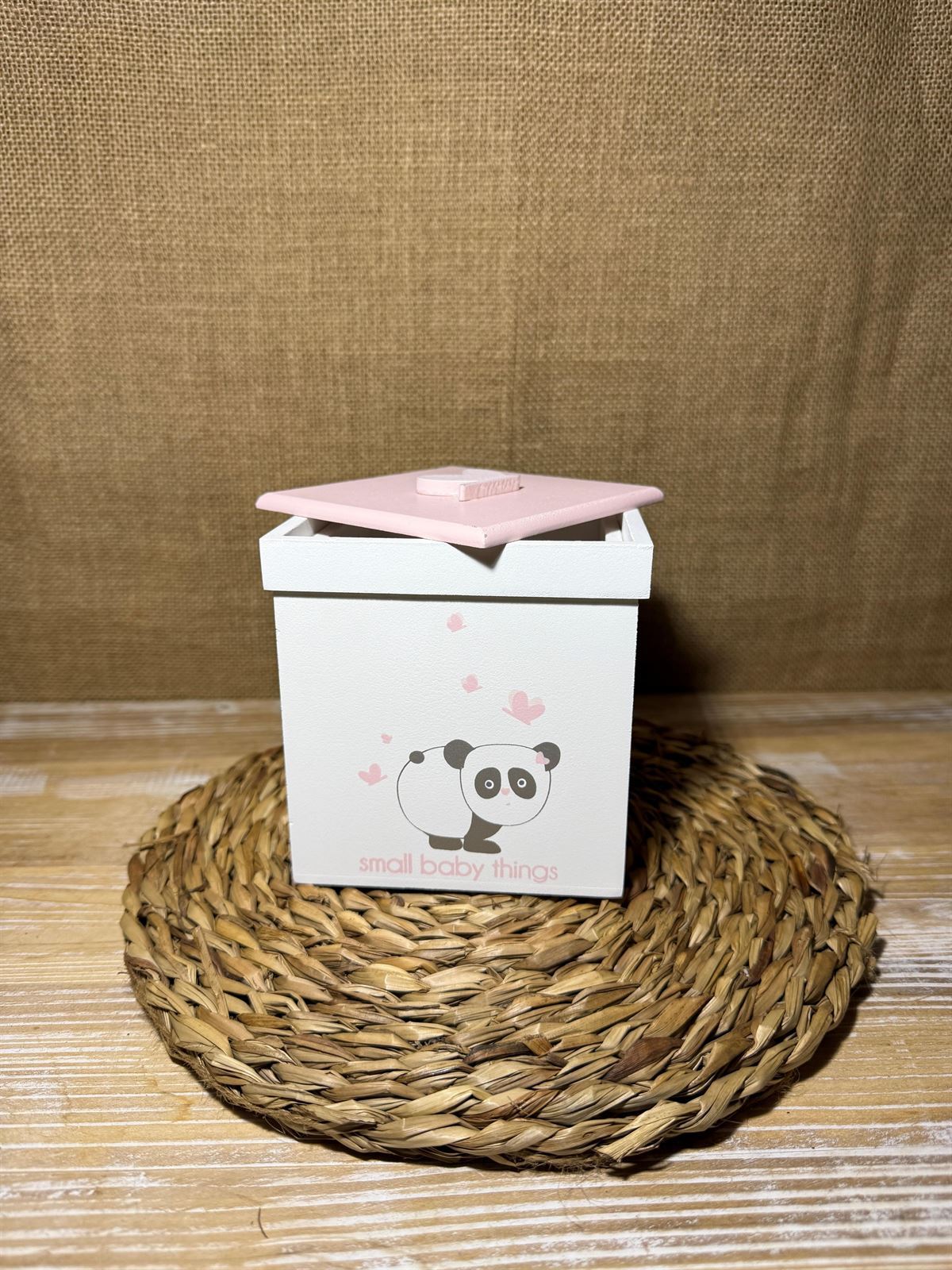 Caja rosa pequeña oso - Imagen 1