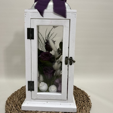 Candelabro blanco en tonos morados - Imagen 2