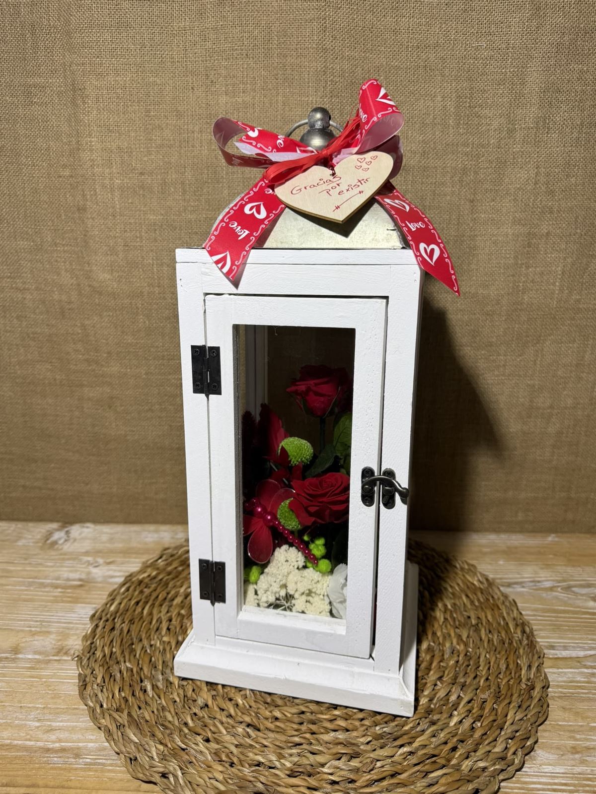 Candelabro blanco en tonos rojos (A) - Imagen 1