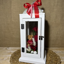 Candelabro blanco en tonos rojos peluche - Imagen 1