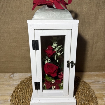 Candelabro blanco en tonos rojos - Imagen 1