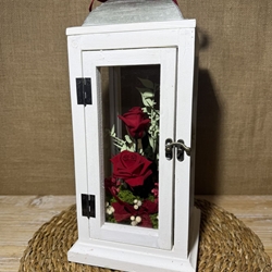 Candelabro blanco en tonos rojos - Imagen 2