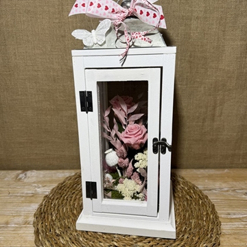 Candelabro blanco en tonos rosas - Imagen 1