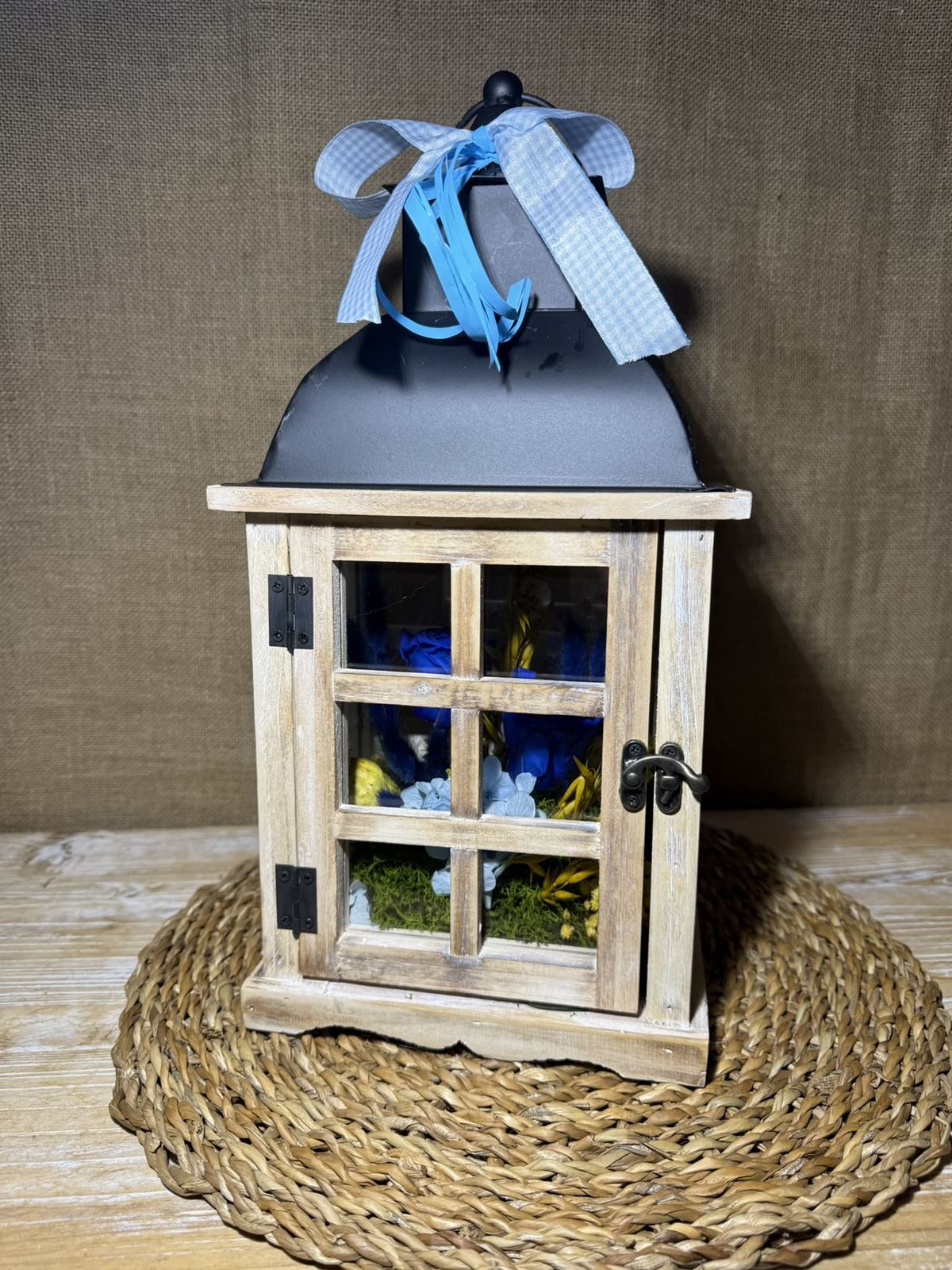 Candelabro marrón en tonos azules - Imagen 1