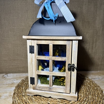 Candelabro marrón en tonos azules - Imagen 1