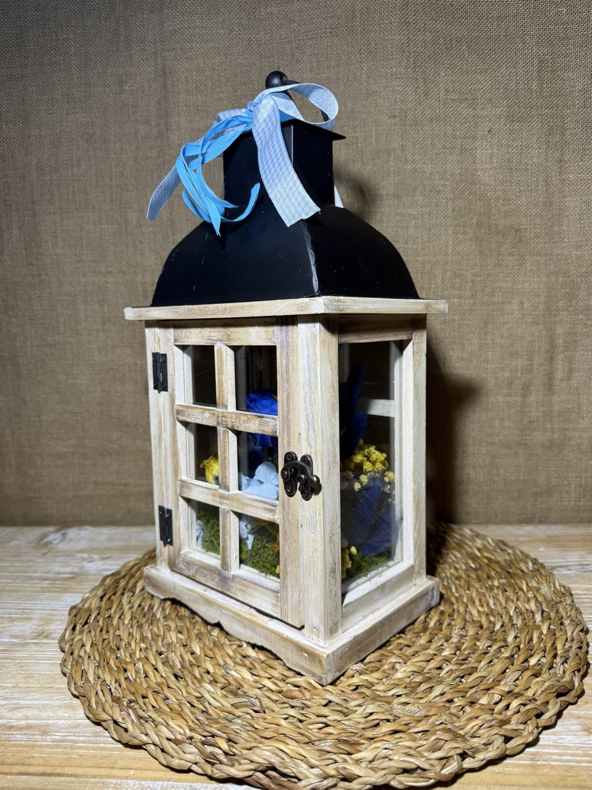 Candelabro marrón en tonos azules - Imagen 2