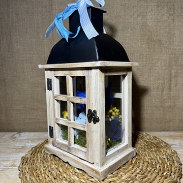 Candelabro marrón en tonos azules - Imagen 2