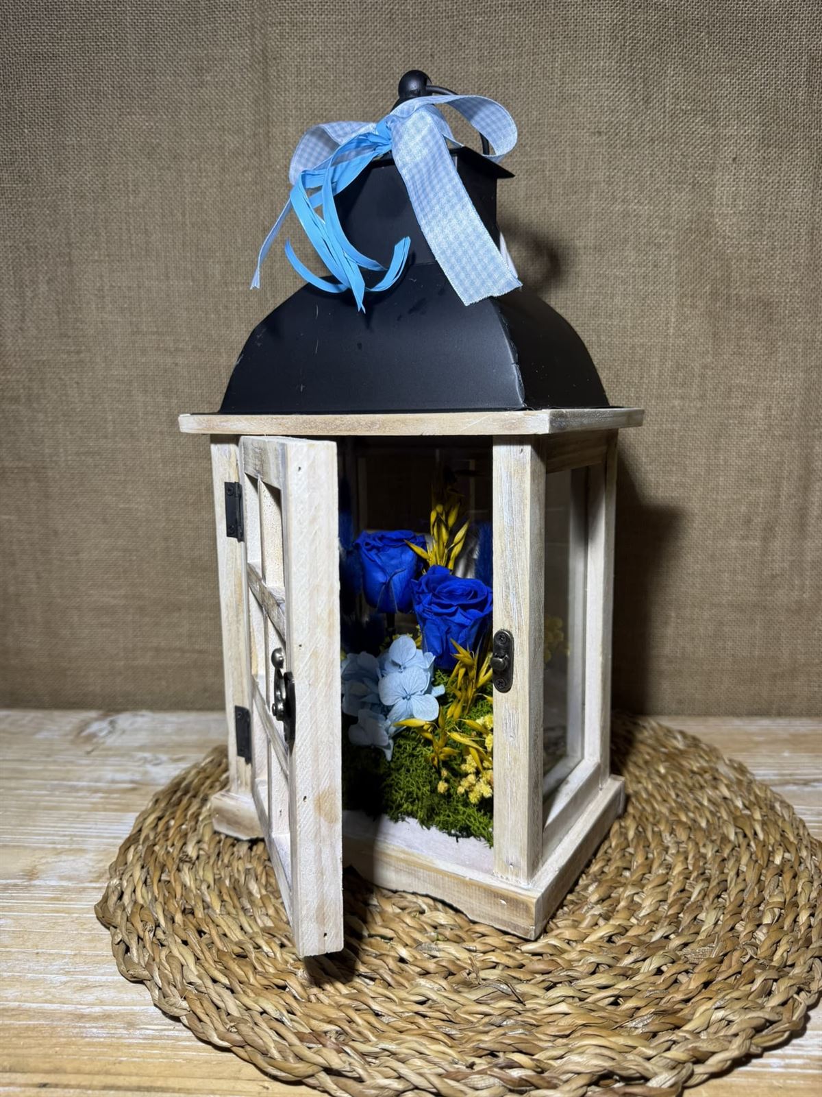 Candelabro marrón en tonos azules - Imagen 3