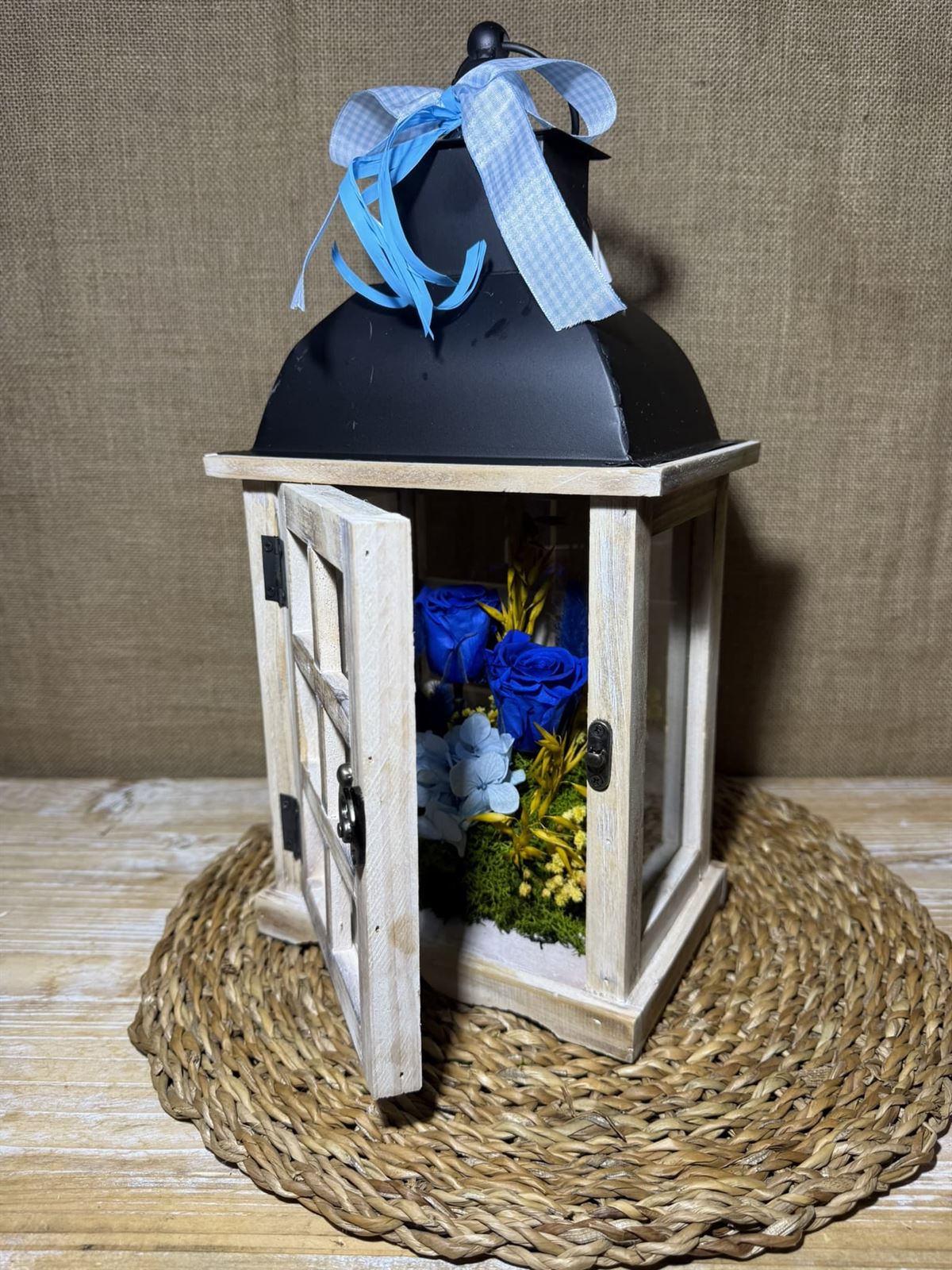 Candelabro marrón en tonos azules - Imagen 4