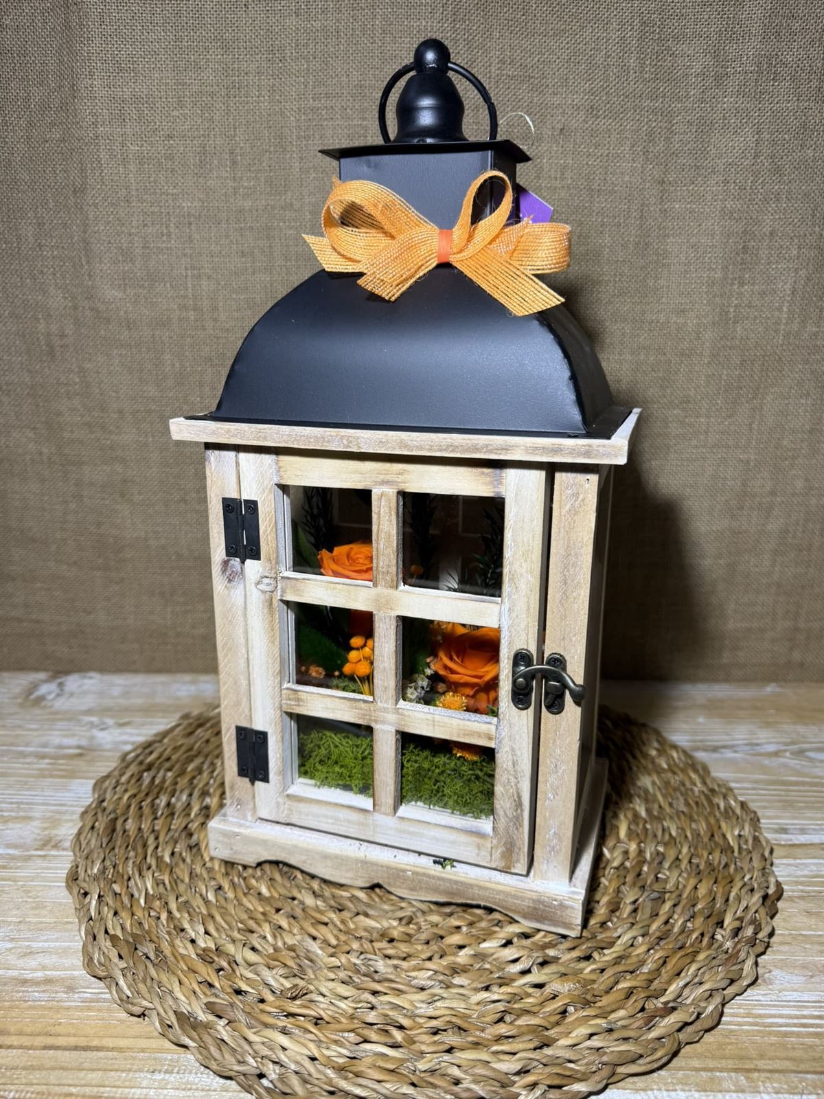 Candelabro marrón en tonos naranjas - Imagen 1