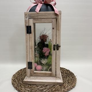 Candelabro marrón en tonos rosas - Imagen 1