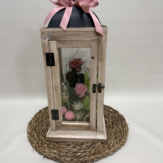 Candelabro marrón en tonos rosas - Imagen 2