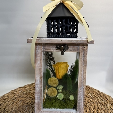 Candelabro marrón pequeño en tonos amarillos - Imagen 1