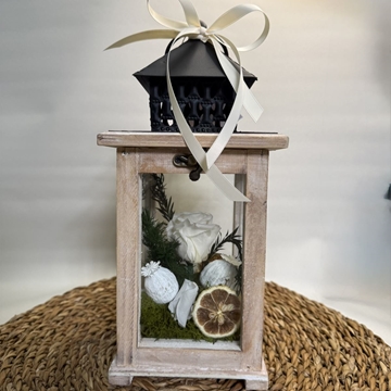 Candelabro marrón pequeño en tonos blancos - Imagen 2