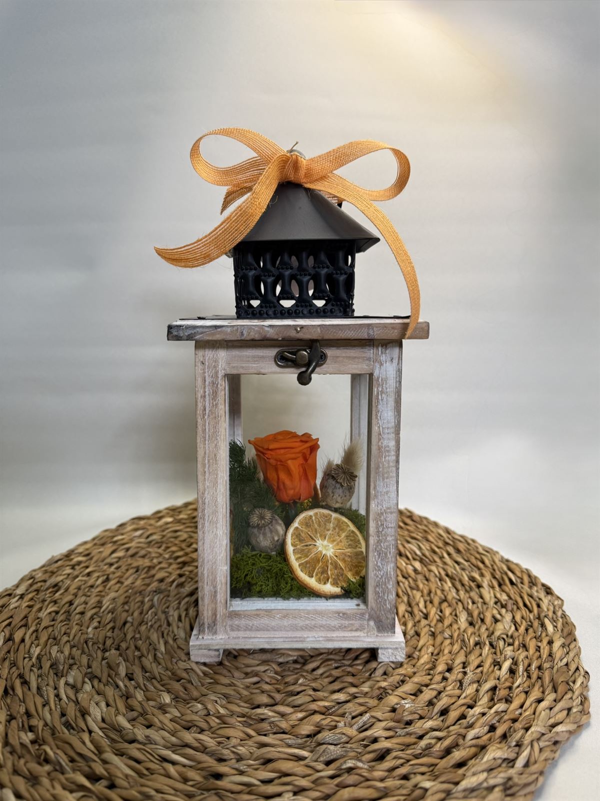 Candelabro marrón pequeño en tonos naranjas - Imagen 1