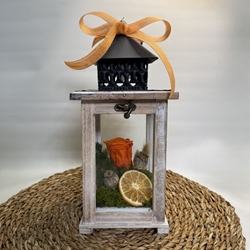 Candelabro marrón pequeño en tonos naranjas - Imagen 1