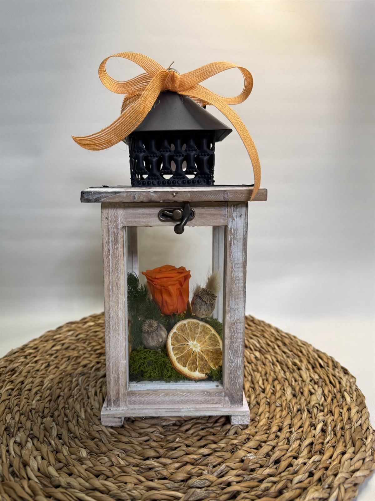 Candelabro marrón pequeño en tonos naranjas - Imagen 2