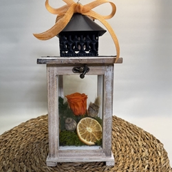 Candelabro marrón pequeño en tonos naranjas - Imagen 2