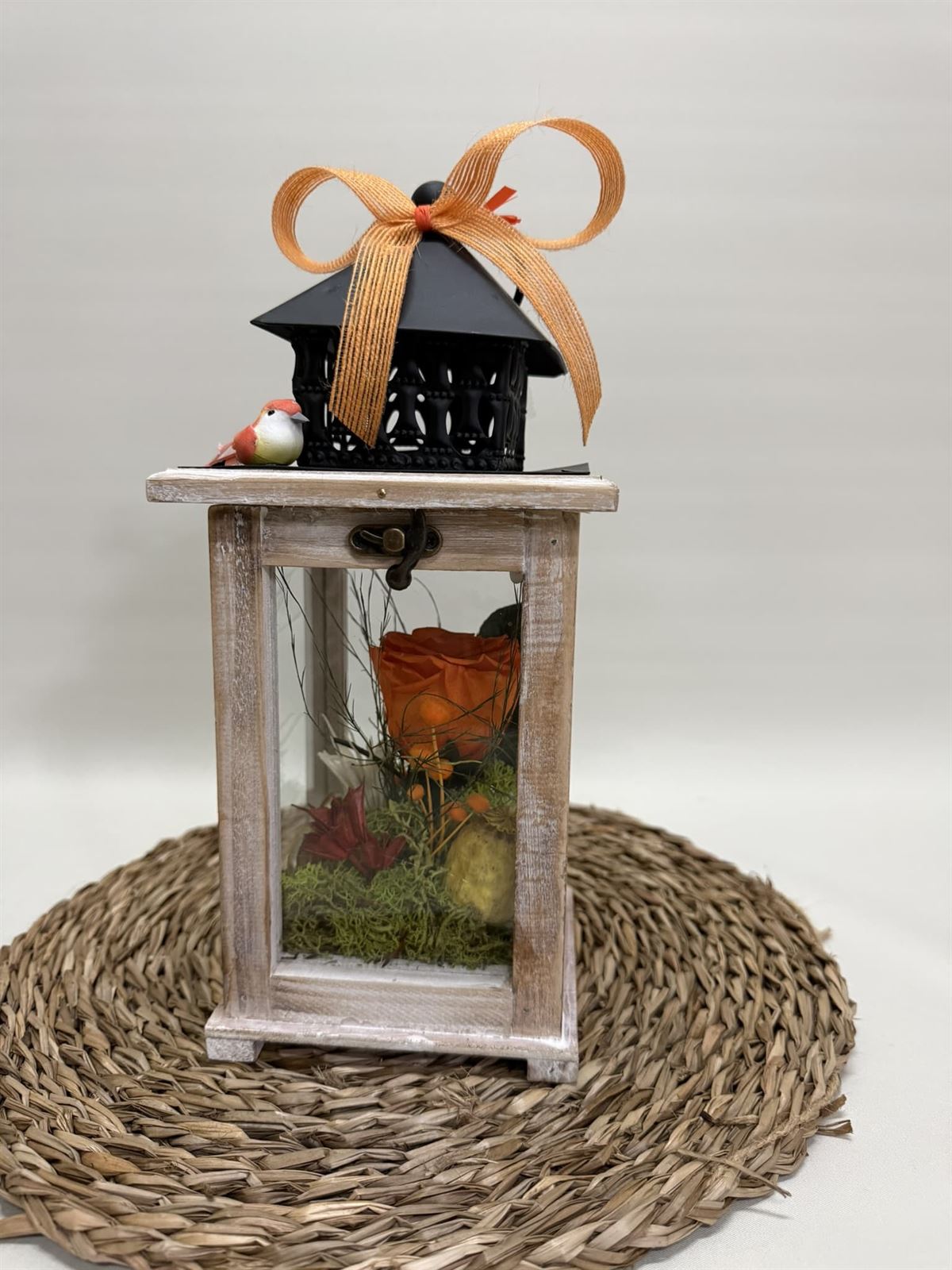 Candelabro marrón pequeño en tonos naranjas - Imagen 1