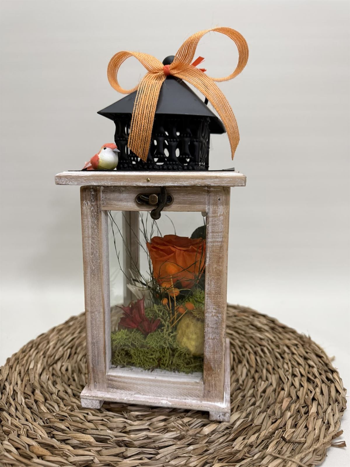 Candelabro marrón pequeño en tonos naranjas - Imagen 2