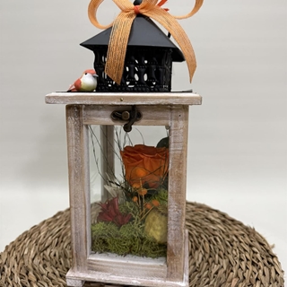 Candelabro marrón pequeño en tonos naranjas - Imagen 2