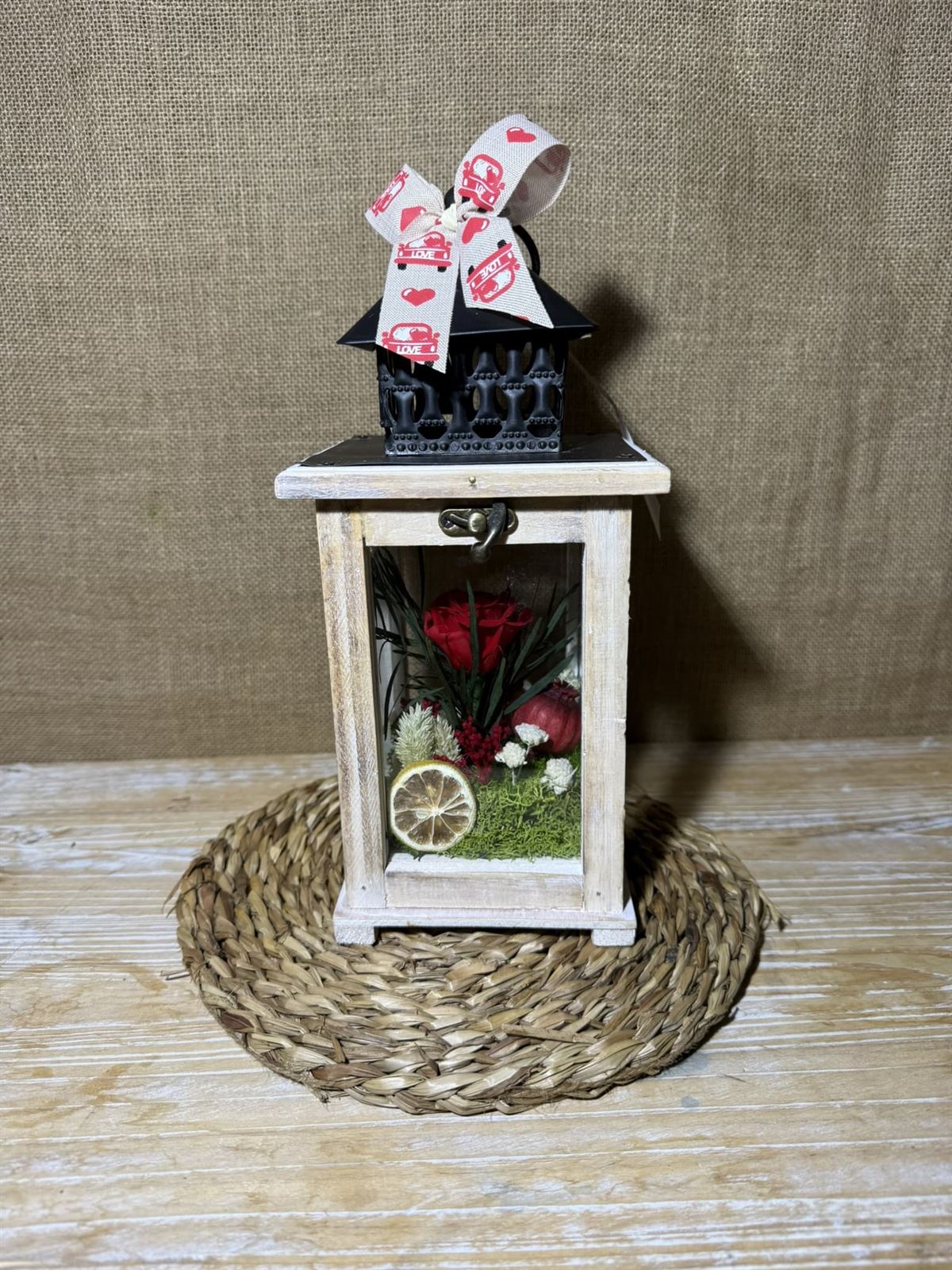 Candelabro marrón pequeño en tonos rojos - Imagen 1