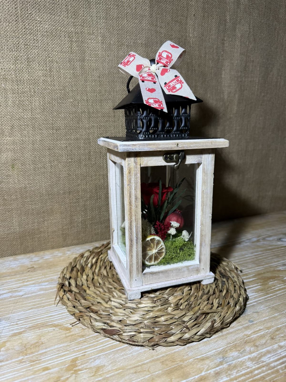 Candelabro marrón pequeño en tonos rojos - Imagen 3