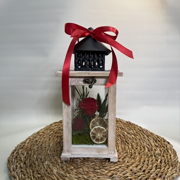 Candelabro marrón pequeño en tonos rojos - Imagen 1