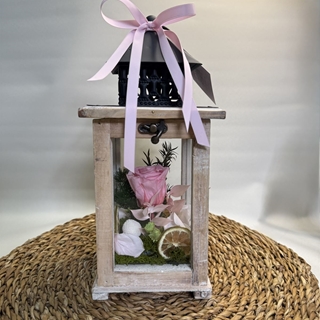 Candelabro marrón pequeño en tonos rosas - Imagen 1