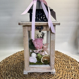 Candelabro marrón pequeño en tonos rosas - Imagen 2