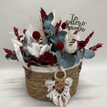 Cesta de mimbre en tonos rojos - Imagen 1