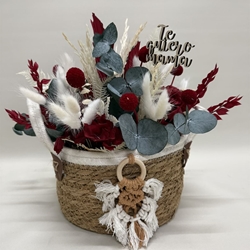 Cesta de mimbre en tonos rojos - Imagen 2