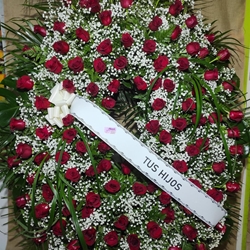 Corona funeraria de rosas - Imagen 1