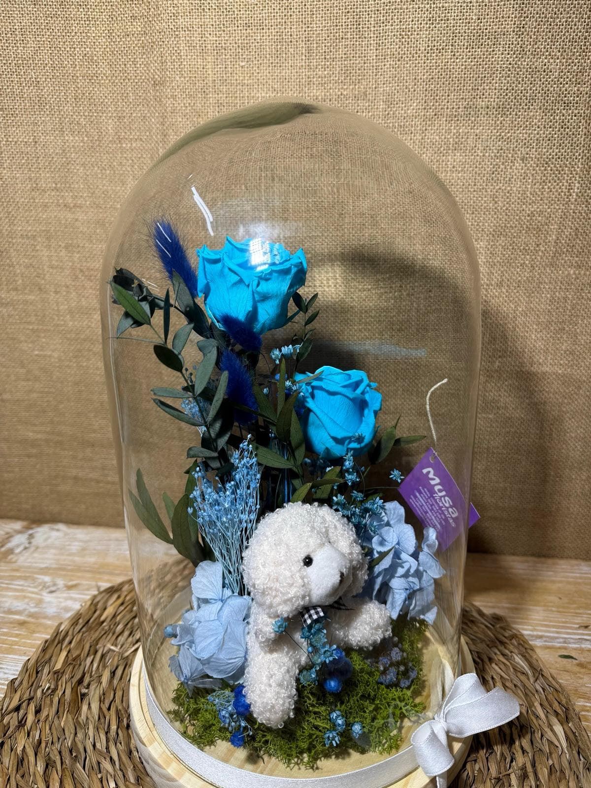 Cúpula en tonos azul con peluche - Imagen 3