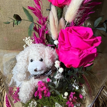 Cúpula en tonos fucsia con peluche - Imagen 1