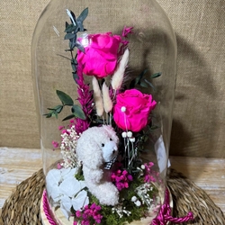 Cúpula en tonos fucsia con peluche - Imagen 2