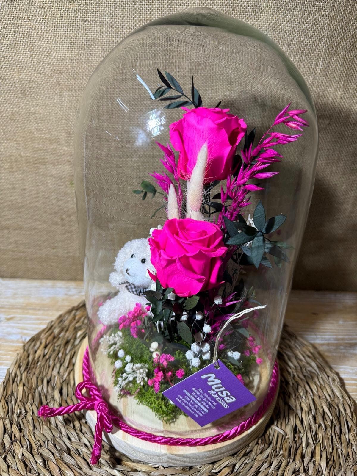 Cúpula en tonos fucsia con peluche - Imagen 3