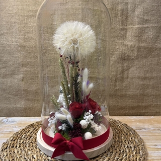 Cúpula en tonos rojos con diente de león - Imagen 1