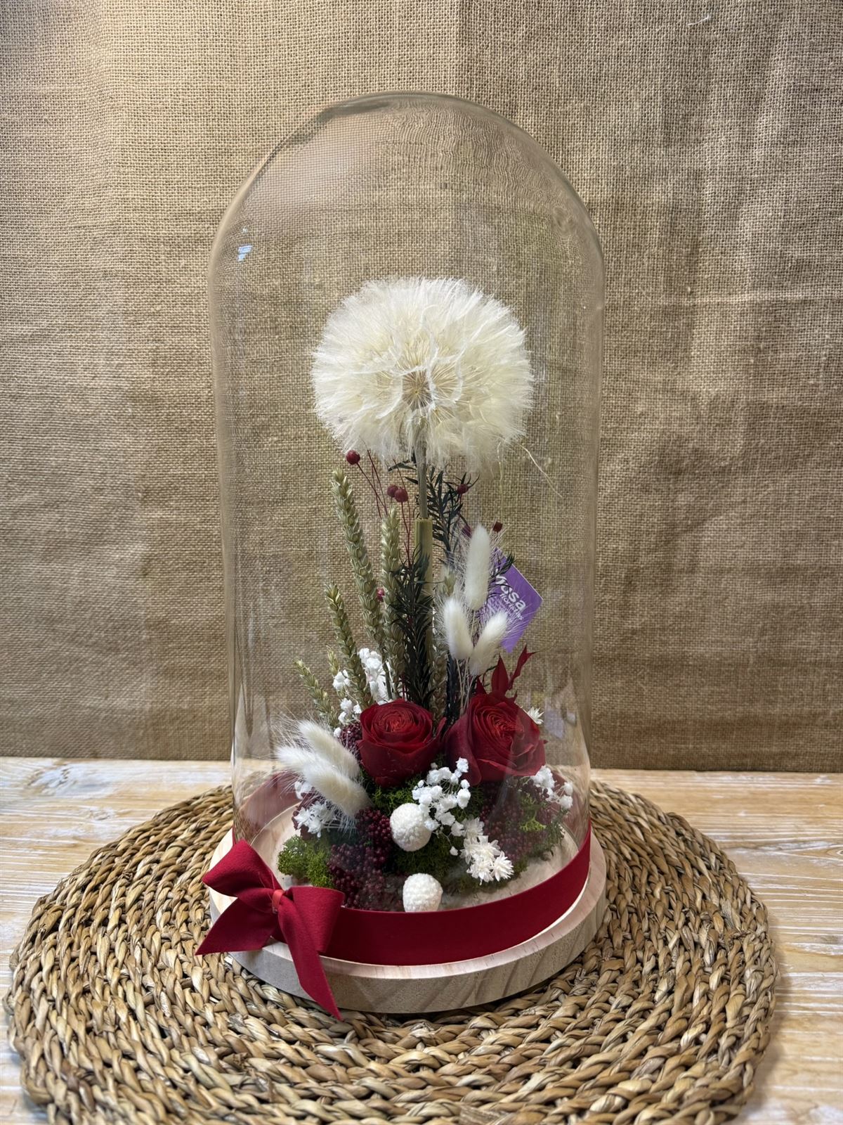 Cúpula en tonos rojos con diente de león - Imagen 4