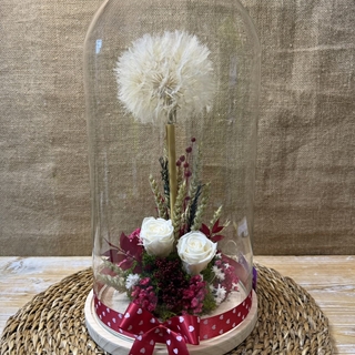 Cúpula en tonos rojos con diente de león - Imagen 1