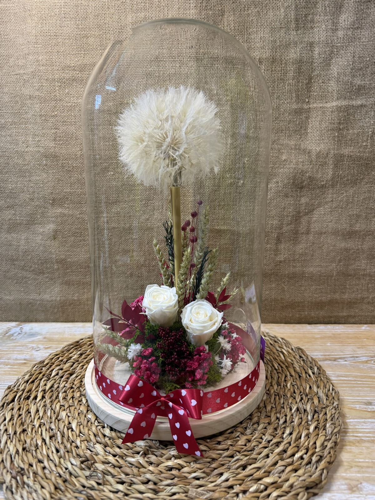 Cúpula en tonos rojos con diente de león - Imagen 2