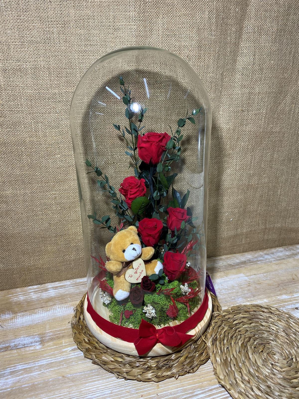 Cúpula roja con peluche - Imagen 5